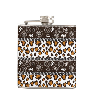 African print with cheetah skin pattern hip flask