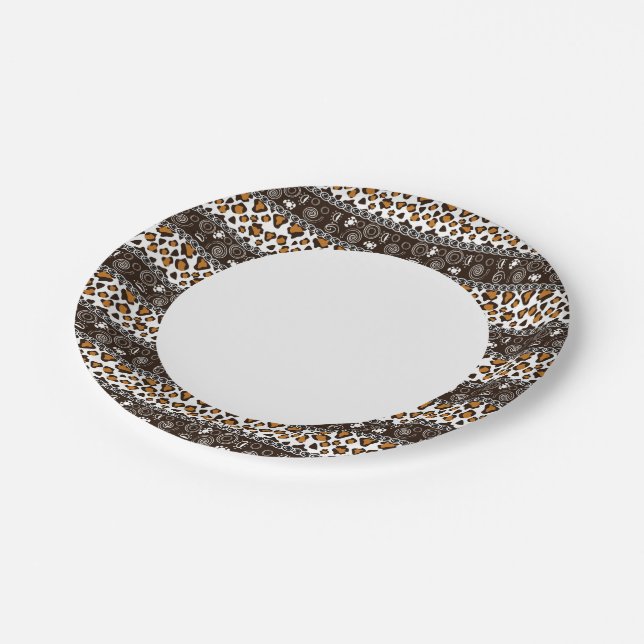 African print with cheetah skin pattern paper plate (Angled)