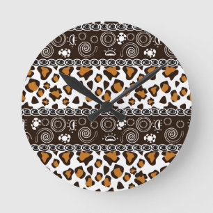 African print with cheetah skin pattern round clock