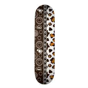 African print with cheetah skin pattern skateboard