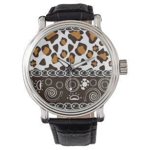 African print with cheetah skin pattern watch