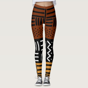 African Printed Mud Cloth Designer Leggings 