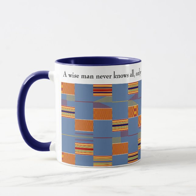 African Proverb Denim Blue Kente Mug (Left)