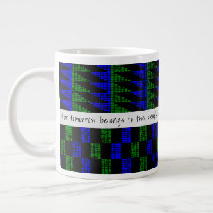 African Proverb Grunge Blue Green Kente SK11 Large Coffee Mug