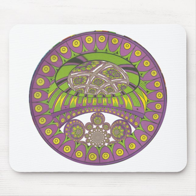 African Purple and Yellow Kaleidoscope Traditional Mouse Mat (Front)