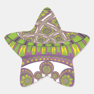 African Purple and Yellow Kaleidoscope Traditional Star Sticker