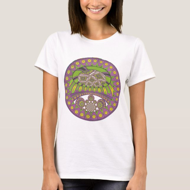 African Purple and Yellow Kaleidoscope Traditional T-Shirt (Front)