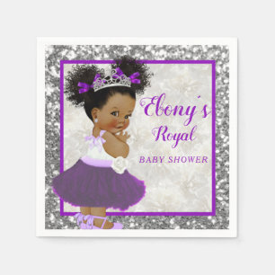 African Purple Princess Silver Glitter Elegant Napkin