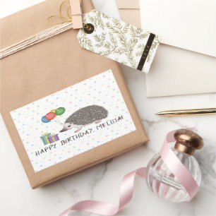African Pygmy Hedgehog Animal - Happy Birthday Rectangular Sticker