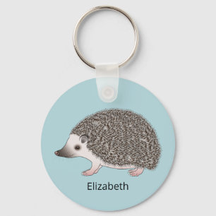 African Pygmy Hedgehog Cartoon Design With A Name Key Ring
