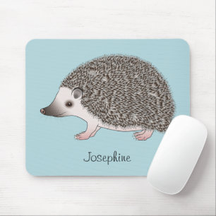 African Pygmy Hedgehog Cartoon Design With A Name Mouse Mat
