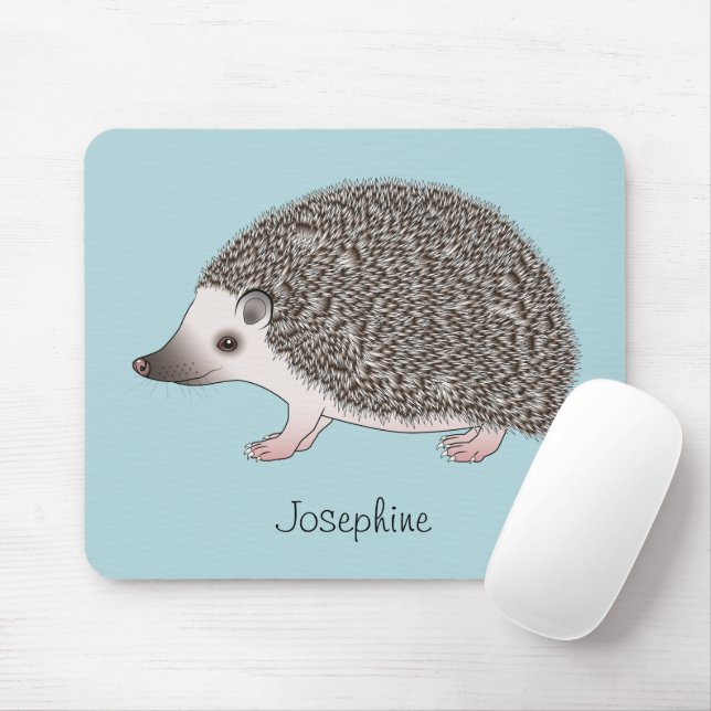 African Pygmy Hedgehog Cartoon Design With A Name Mouse Mat (With Mouse)