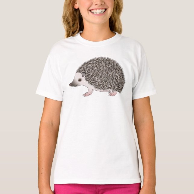 African Pygmy Hedgehog Cute Cartoon Illustration T-Shirt (Front)