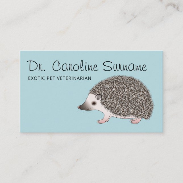 African Pygmy Hedgehog - Exotic Pet Veterinarian Business Card (Front)