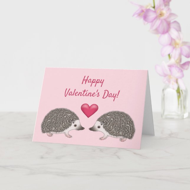 African Pygmy Hedgehogs - Happy Valentine's Day Card (Orchid)
