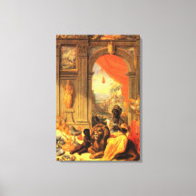 African Queen and Son with Lion in Palace