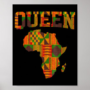 African Queen Art For Women Girls Kente Cloth Afri Poster