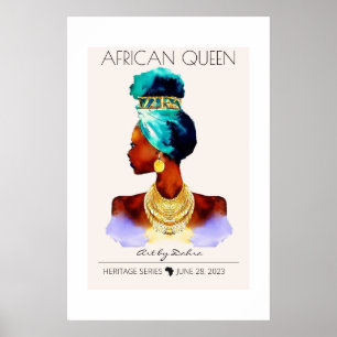 AFRICAN QUEEN BEAUTIFUL WOMAN TRIBAL GOLD NECKLACE POSTER