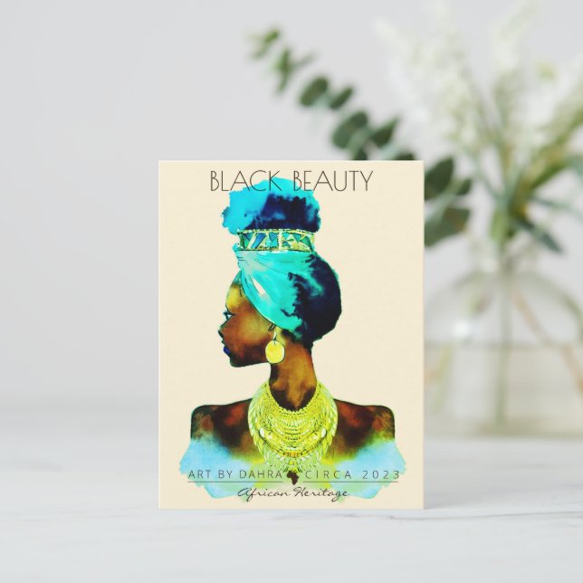 AFRICAN QUEEN HEAD WRAP NATURAL HAIR POSTCARD (Standing Front)