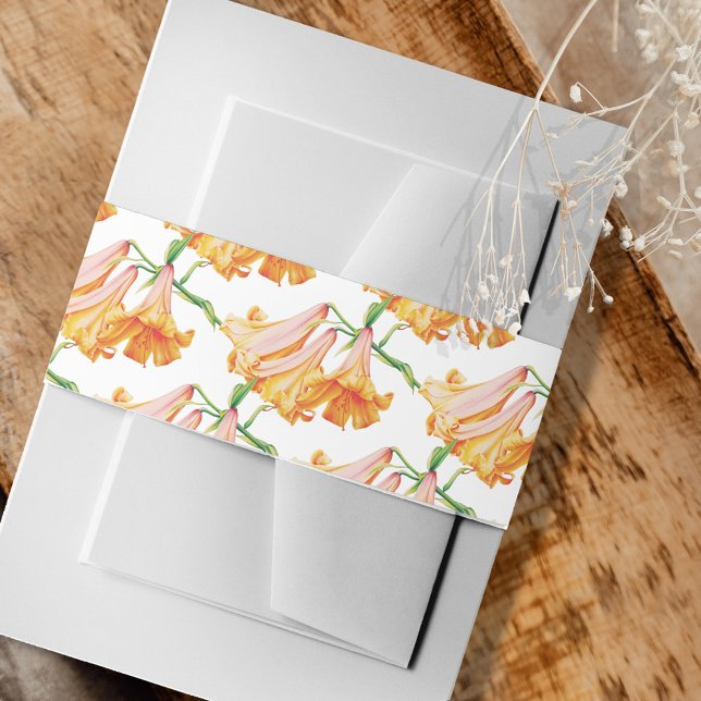 African Queen lily orange pink art patterned Invitation Belly Band (Creator Uploaded)