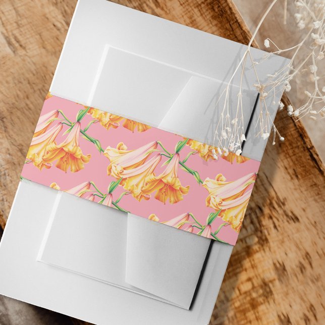 African Queen lily orange pink art patterned Invitation Belly Band (Creator Uploaded)