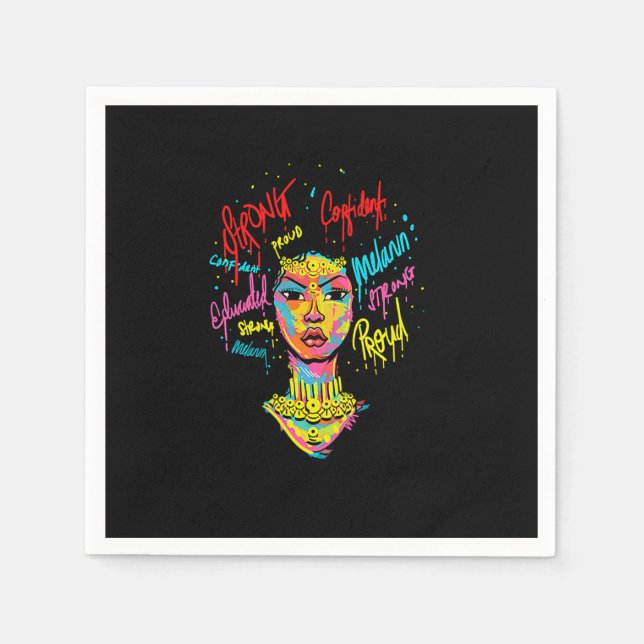 African Queen Strong Woman Black History Month Pro Napkin (Front)