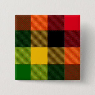African Rasta Reggae Colours Plaid Pattern Design 15 Cm Square Badge