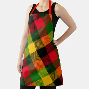 African Rasta Reggae Colours Plaid Pattern Design Apron
