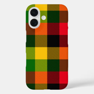 African Rasta Reggae Colours Plaid Pattern Design iPhone 16 Case