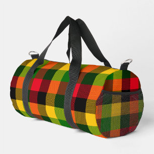African Rasta Reggae Colours Plaid Pattern Design Duffle Bag