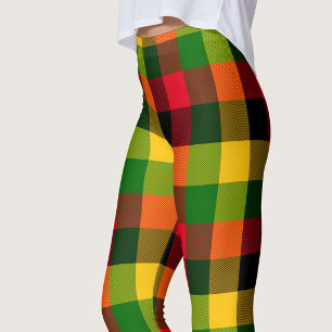  African Rasta Reggae Colours Plaid Pattern Design Leggings
