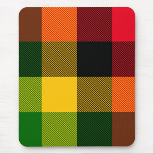  African Rasta Reggae Colours Plaid Pattern Design Mouse Mat