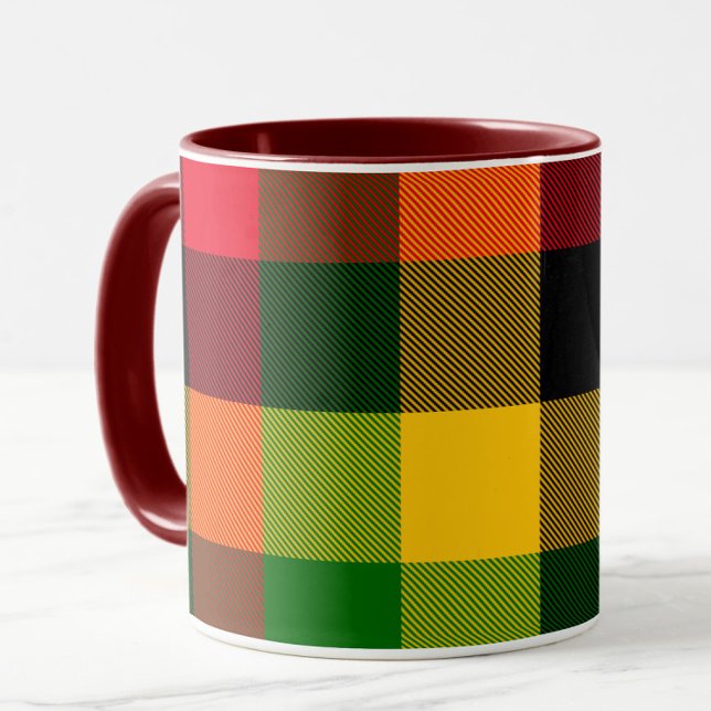  African Rasta Reggae Colours Plaid Pattern Design Mug (Creator Uploaded)