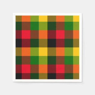 African Rasta Reggae Colours Plaid Pattern Design Napkin