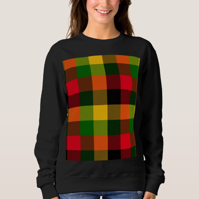  African Rasta Reggae Colours Plaid Pattern Design Sweatshirt (Front)