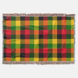 African Rasta Reggae Colours Plaid Pattern Design Throw Blanket