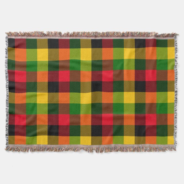  African Rasta Reggae Colours Plaid Pattern Design Throw Blanket (Front)