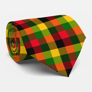 African Rasta Reggae Colours Plaid Pattern Design Tie