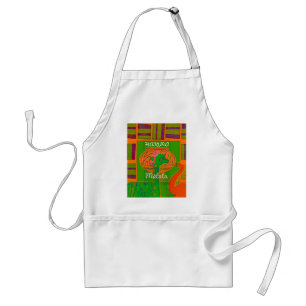 African Red Golden Green Rasta Giraffe Colours Standard Apron