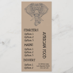 African restaurant dinner menu