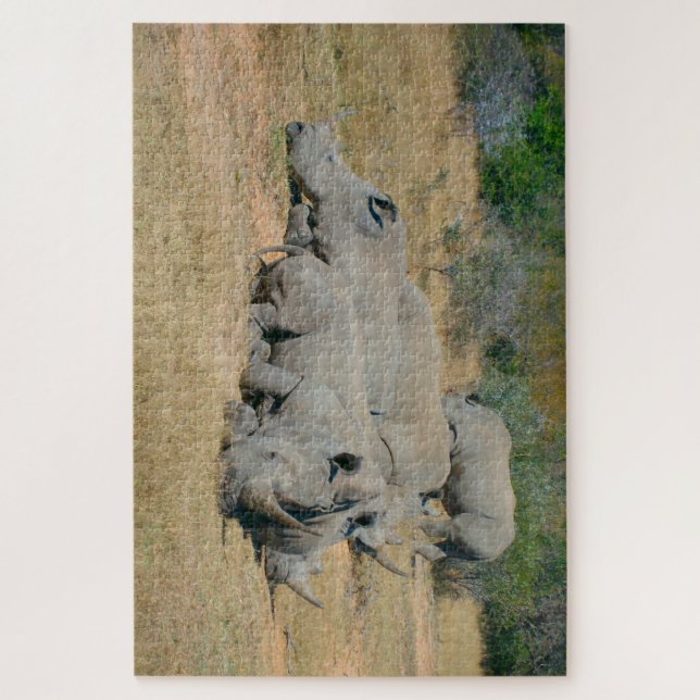 African Rhino Family Resting Puzzle (Vertical)
