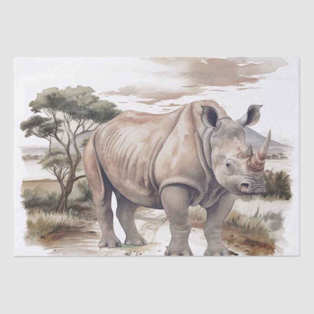 African Rhinoceros Rhino Tissue Paper (Front)