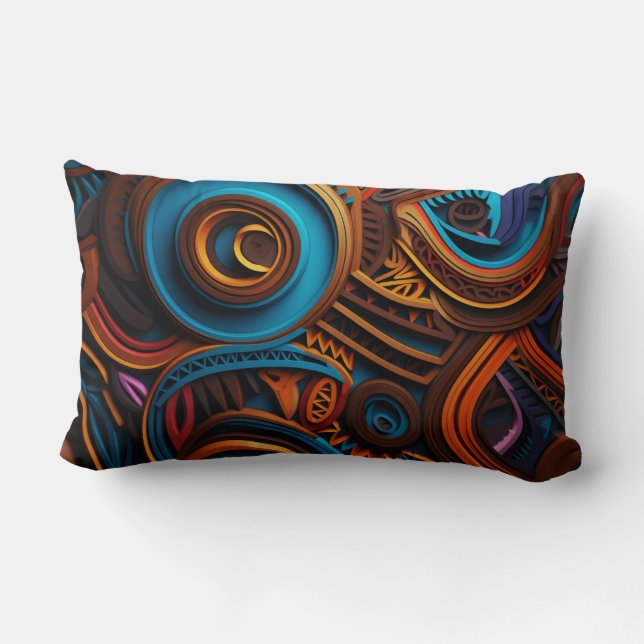 African Rhythm: Pace of the Living Spirals Lumbar Cushion (Back)