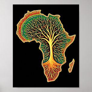 African Roots Africa Map Melanin Juneteenth Poster