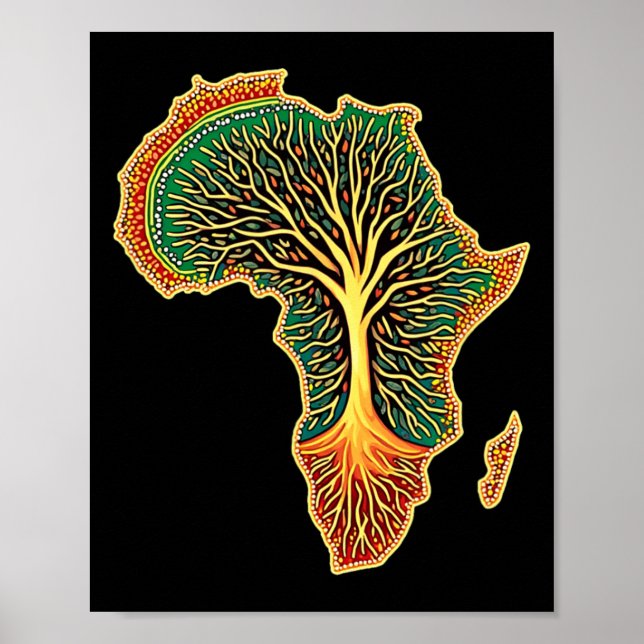 African Roots Africa Map Melanin Juneteenth  Poster (Front)