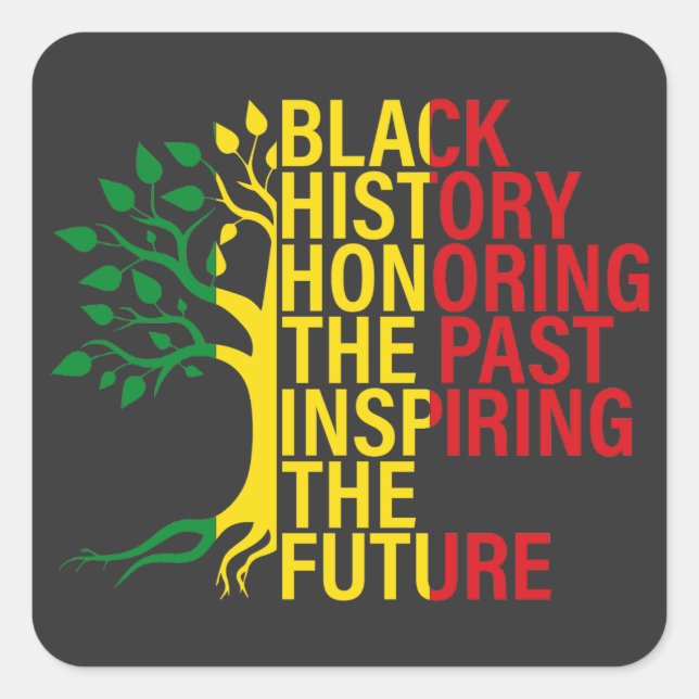 African Roots Black History Month Past and Future Square Sticker (Front)