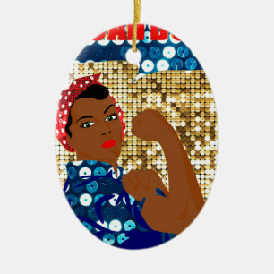 african rosie the riveter ceramic tree decoration
