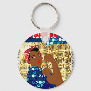 african rosie the riveter key ring