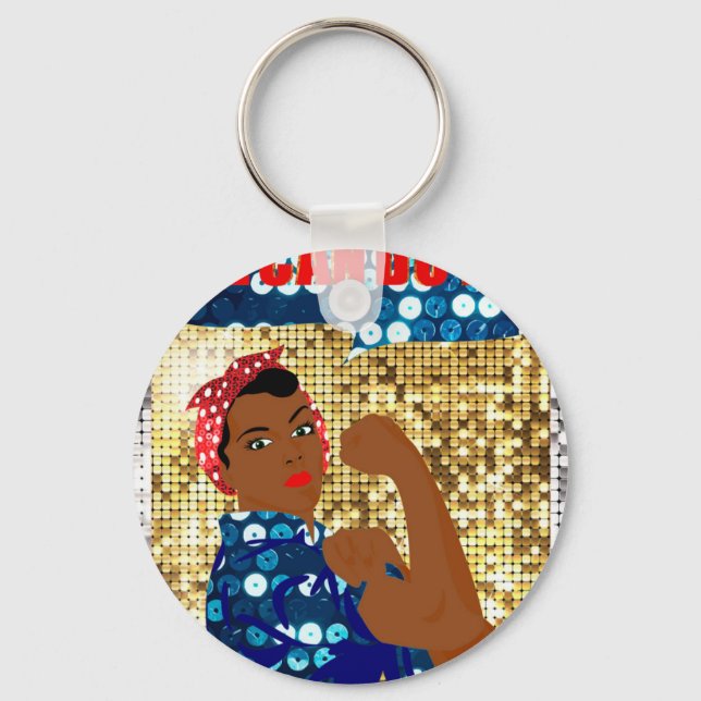 african rosie the riveter key ring (Front)