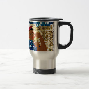 african rosie the riveter travel mug